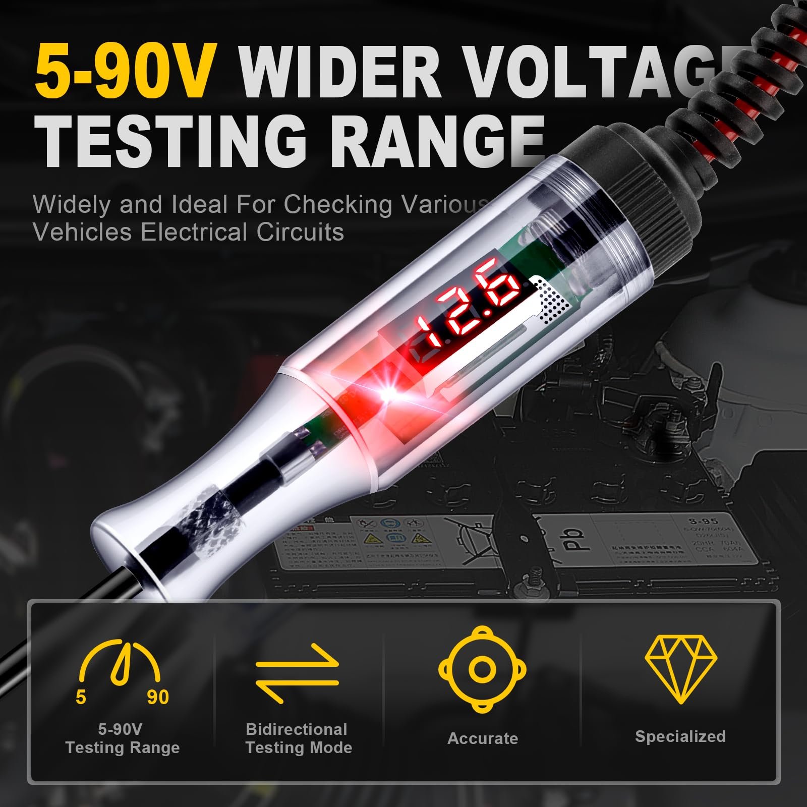 ✨Heavy Duty 5-90V Digital LED Circuit Tester