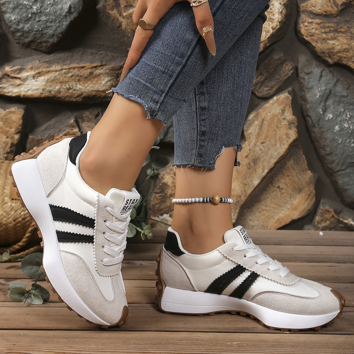 Stay Real Retro Platform Sneakers – Comfy Suede Chunky Sole Casual Shoes (Multiple Colors)