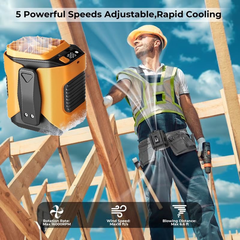 🔥Last Day 49% OFF🔥Portable Fan, USB Rechargeable Waist Fan with Clip & Power Bank, Personal Cooling Fan for Outdoor Travel Camping