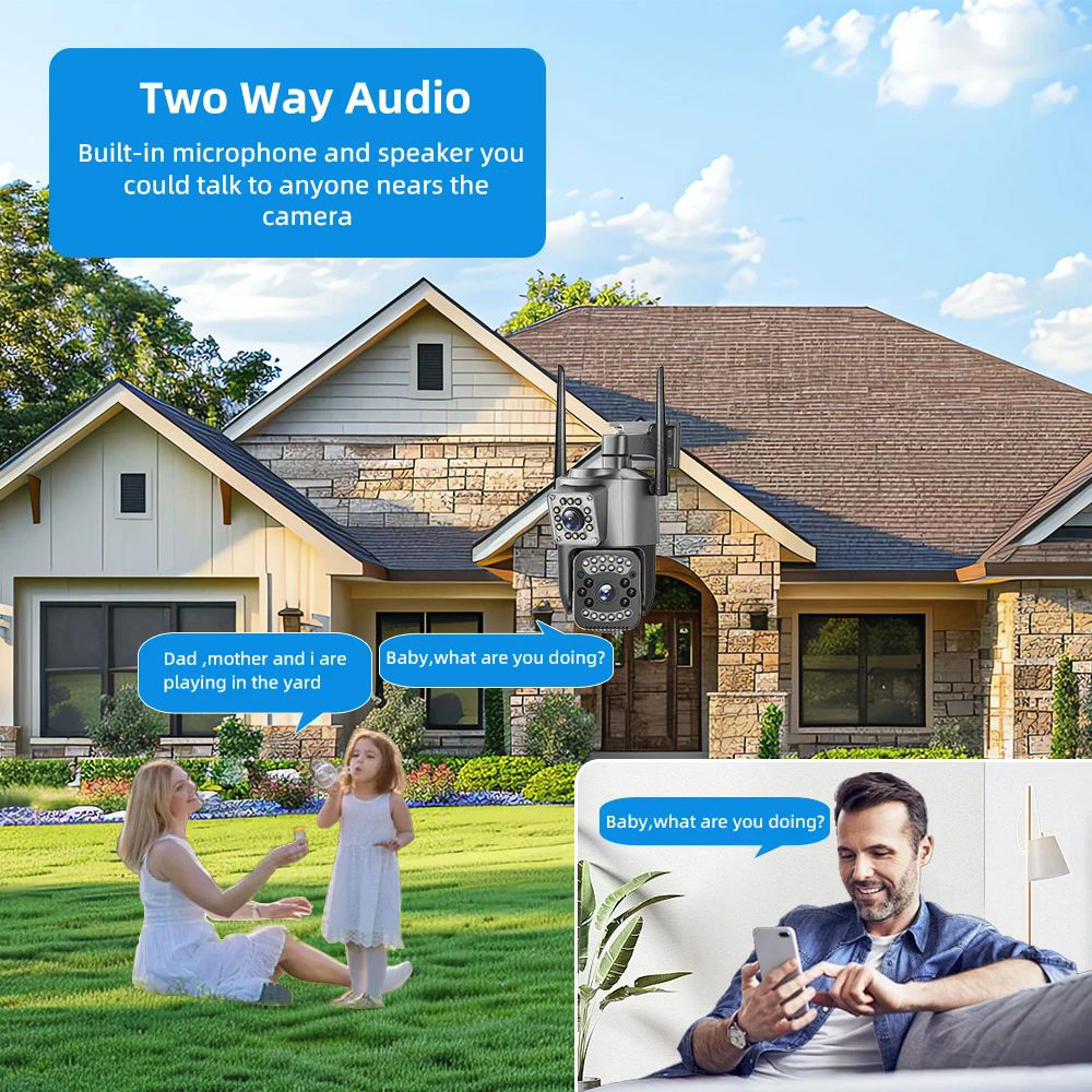 V380 SIM Card Network Bullet PTZ Kamera 8MP Outdoor Security CCTV 4G Dual Lens PTZ Camera