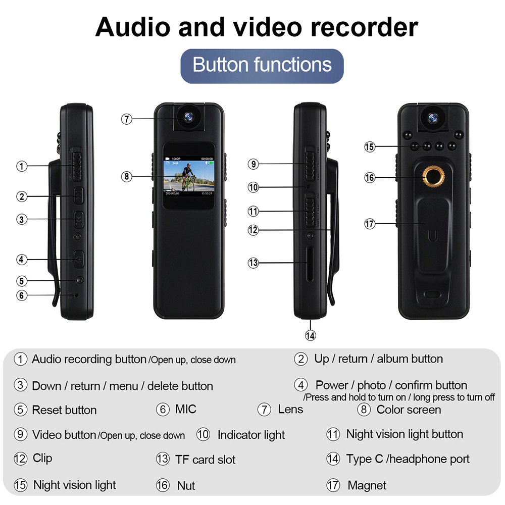 MC85 High-definition 1080P Mini Camera Night Vision Portable Digital Camera Outdoor Sports Camera Riding Camcorder