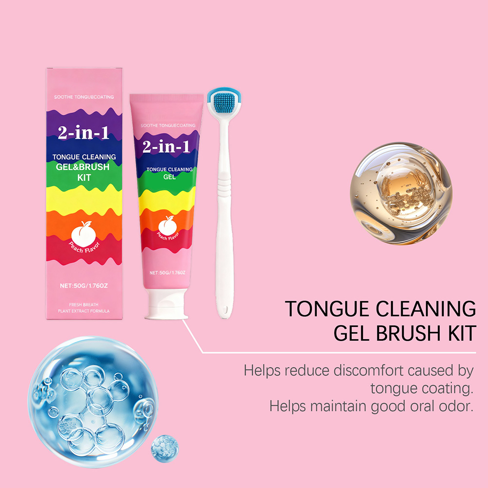 2-in-1 Tongue Cleaner Kit with Plant Extracts for Instant Fresh Breath