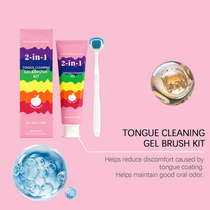 2-in-1 Tongue Cleaner Kit with Plant Extracts for Instant Fresh Breath