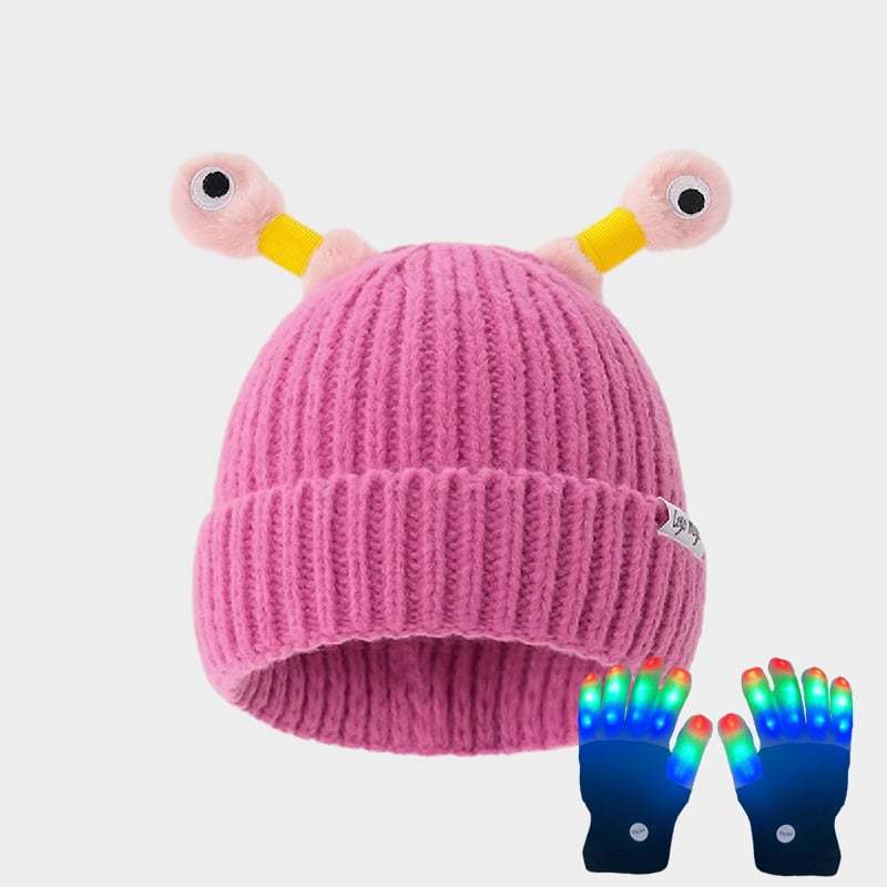 🔥Winter Parent-Child Cute Glowing Little Monster Knit Hat