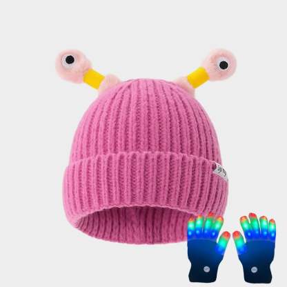 🔥Winter Parent-Child Cute Glowing Little Monster Knit Hat