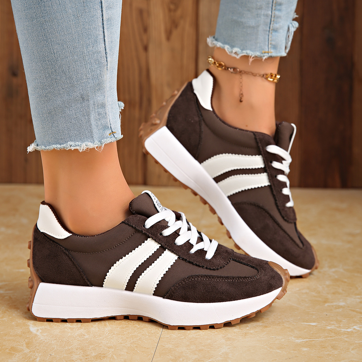 Stay Real Retro Platform Sneakers – Comfy Suede Chunky Sole Casual Shoes (Multiple Colors)