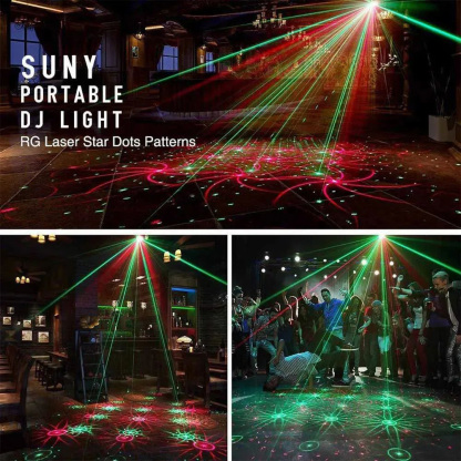 6 in 1 Full Star Laser Stage Lights Self Propelled Sound Control KTV Laser Remote Control Flash Lights