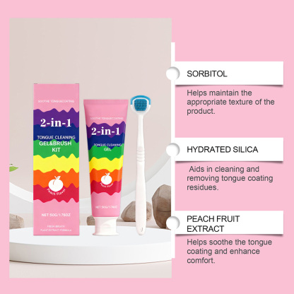 2-in-1 Tongue Cleaner Kit with Plant Extracts for Instant Fresh Breath