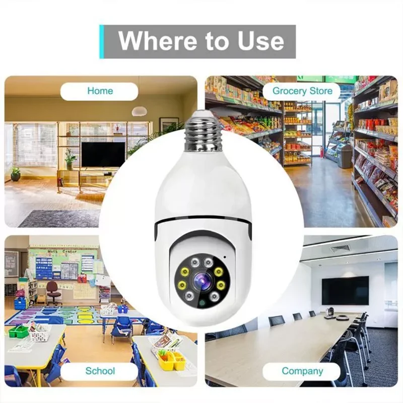 V380 Pro CCTV Bulb Camera WIFI 5MP Indoor Outdoor Wireless Connect To Cellphone 360