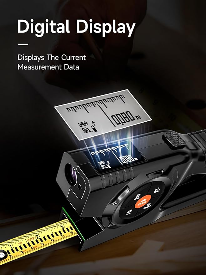 💡 Accurate & Easy 📐｜3-in-1 Digital Tape Measure with Memory & Green Laser