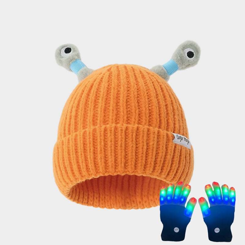 🔥Winter Parent-Child Cute Glowing Little Monster Knit Hat