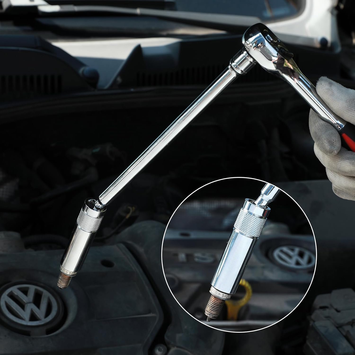 🔥Hot Sale 49% OFF🔥 6PCS 3/8-Inch Drive Magnetic Swivel Spark Plug Socket Set