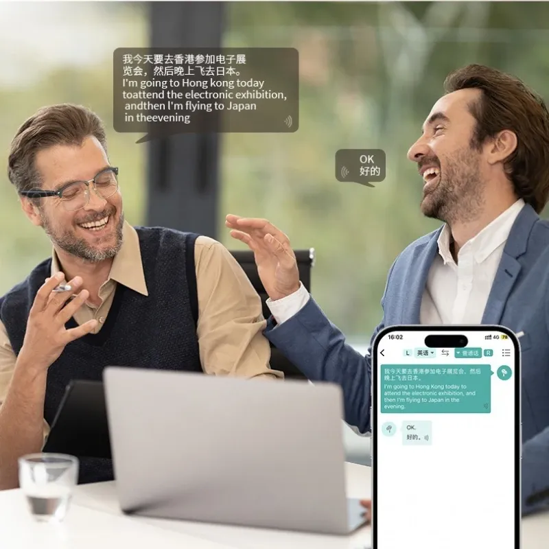 AI Translation Glasses, Wireless Smart Bluetooth Glasses, Voice Simultaneous Translation Smart Glasses Essential for Office Use