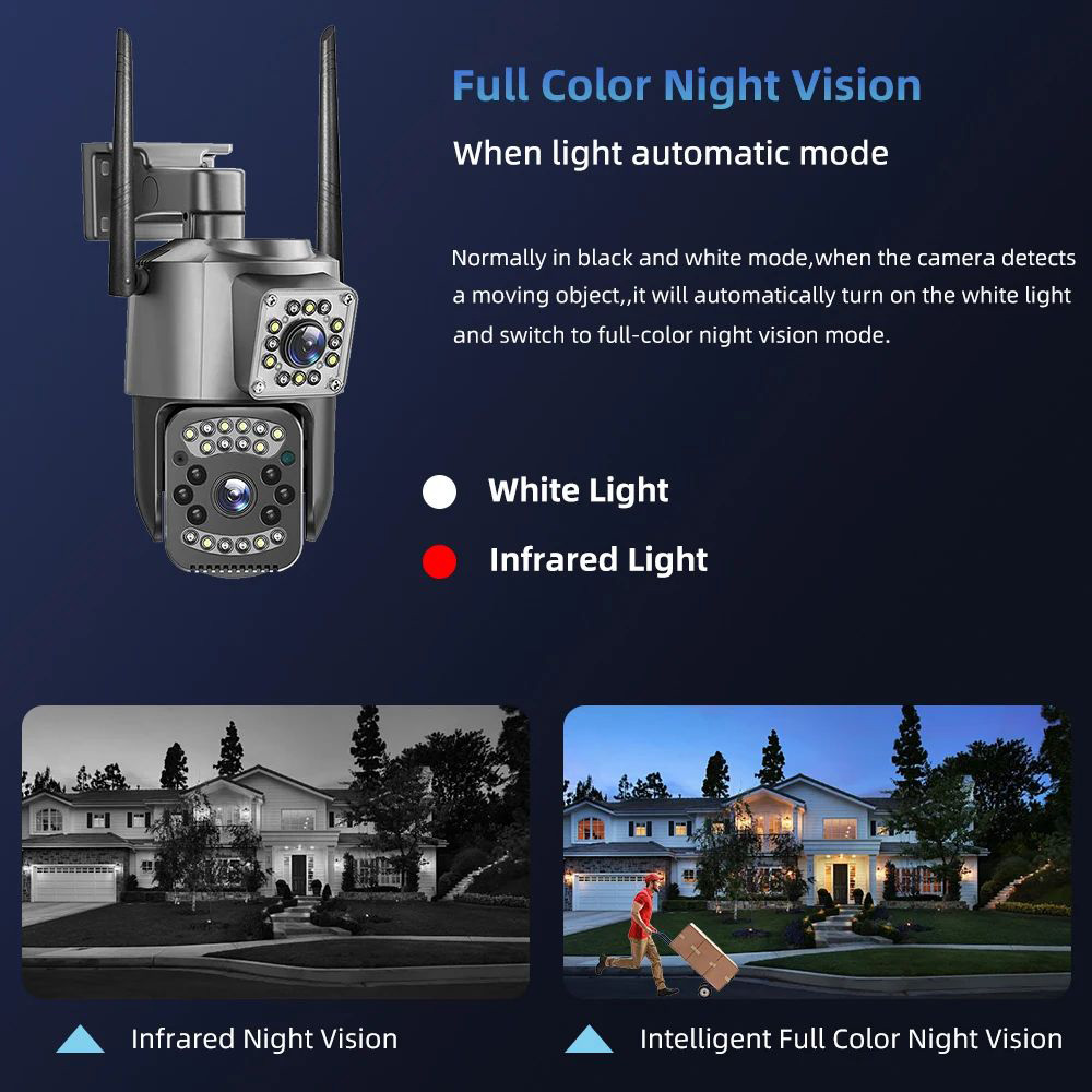 V380 SIM Card Network Bullet PTZ Kamera 8MP Outdoor Security CCTV 4G Dual Lens PTZ Camera