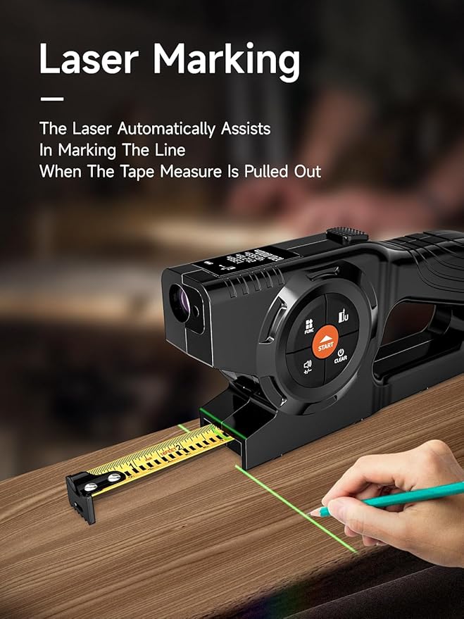 💡 Accurate & Easy 📐｜3-in-1 Digital Tape Measure with Memory & Green Laser