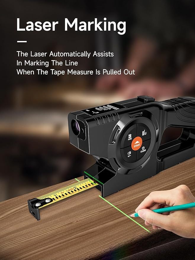 💡 Accurate & Easy 📐｜3-in-1 Digital Tape Measure with Memory & Green Laser