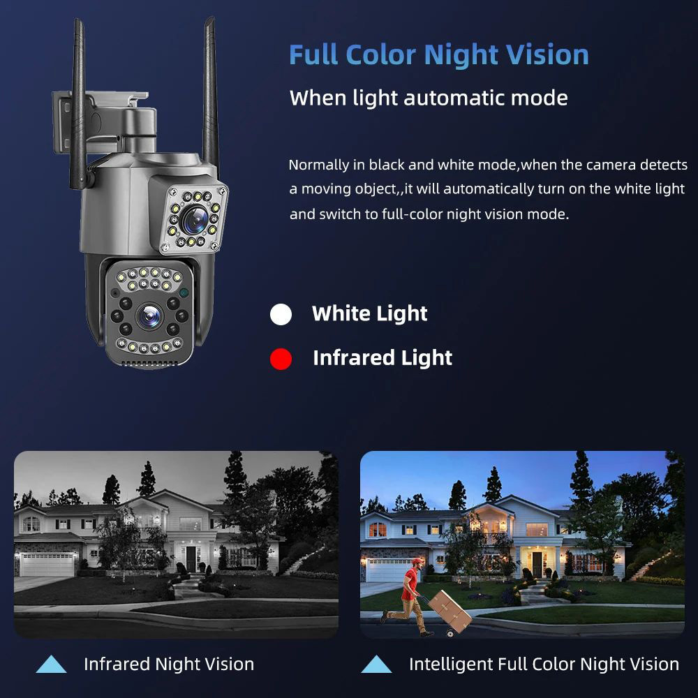 V380 SIM Card Network Bullet PTZ Kamera 8MP Outdoor Security CCTV 4G Dual Lens PTZ Camera