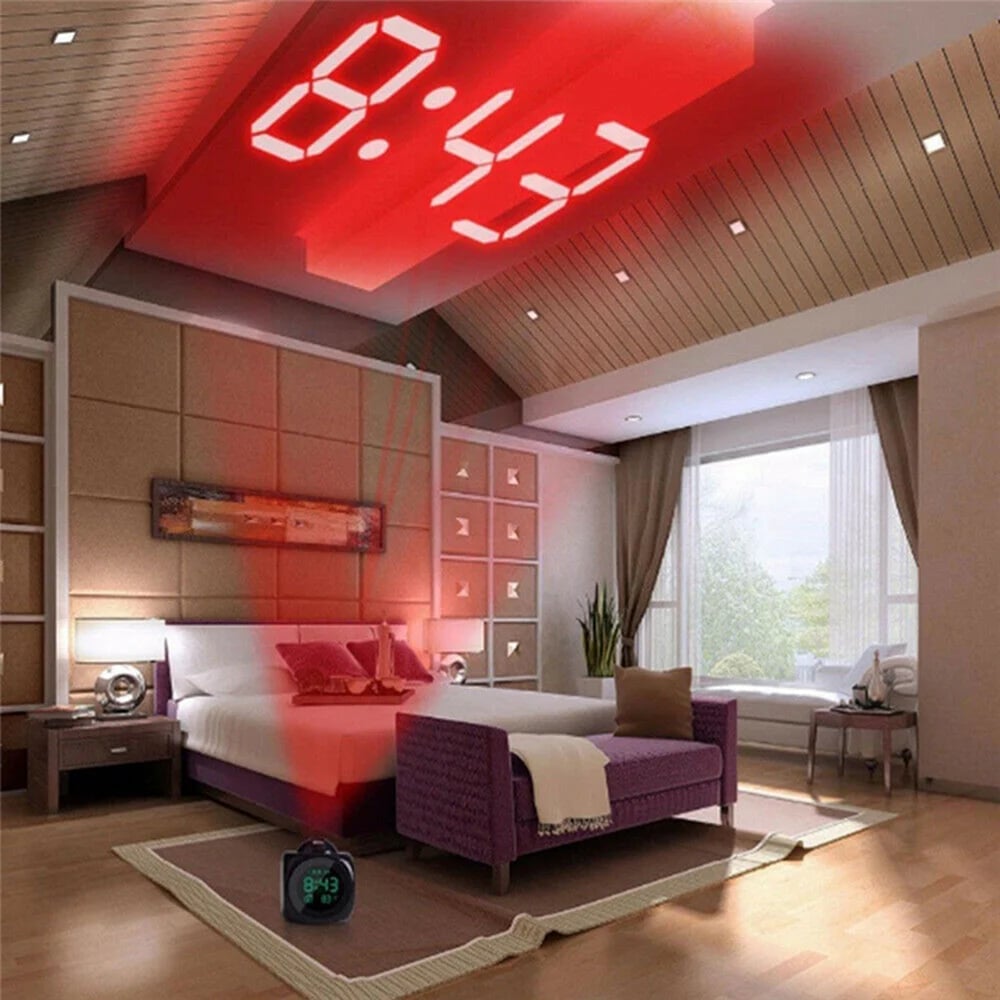 🌟3D Projection Alarm Clock Makeup LED Mirror