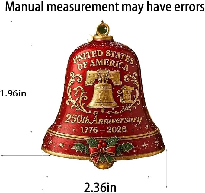 🌟Proudly made in Texas, USA🔔United States 250th Anniversary Bell Ornament