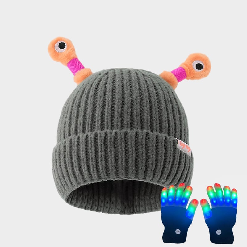 🔥Winter Parent-Child Cute Glowing Little Monster Knit Hat