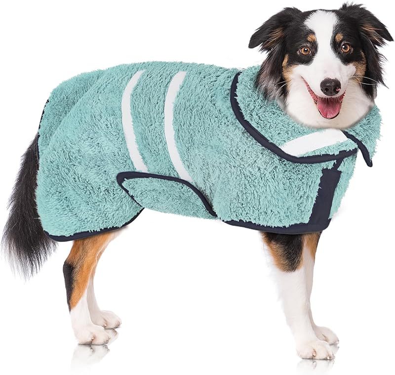 Dog Bathrobe Super Absorbent Dog Towels Large Quick Drying Robes for After Bath Soft Adjustable Warm Keeping Dogs Towel(S-XXL)