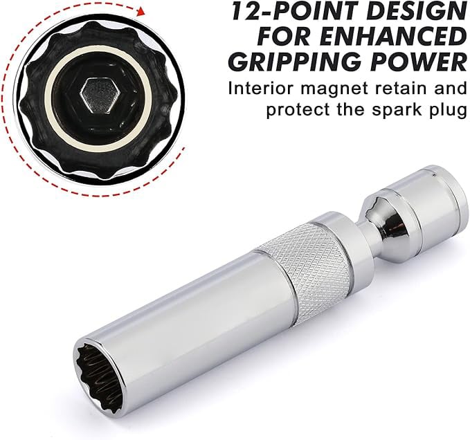 🔥Hot Sale 49% OFF🔥 6PCS 3/8-Inch Drive Magnetic Swivel Spark Plug Socket Set