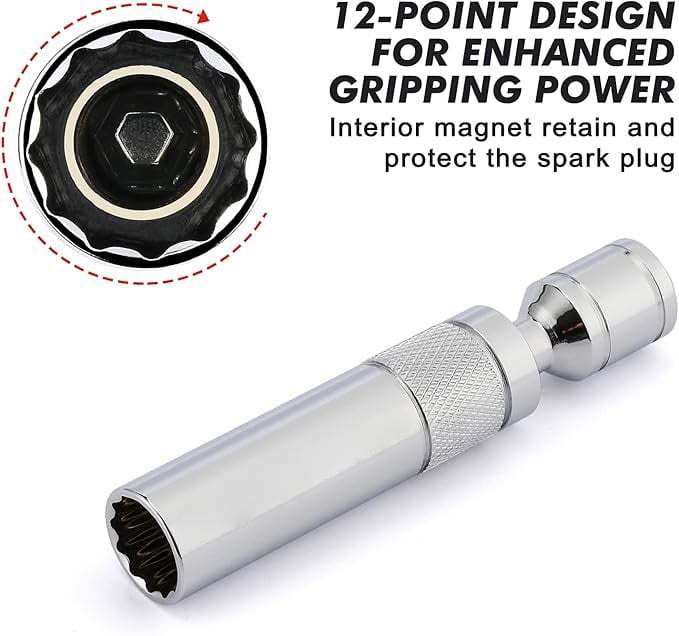 🔥Hot Sale 49% OFF🔥 6PCS 3/8-Inch Drive Magnetic Swivel Spark Plug Socket Set