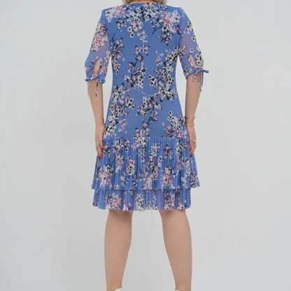 🌹Elegant chiffon long pleated dress with short sleeves