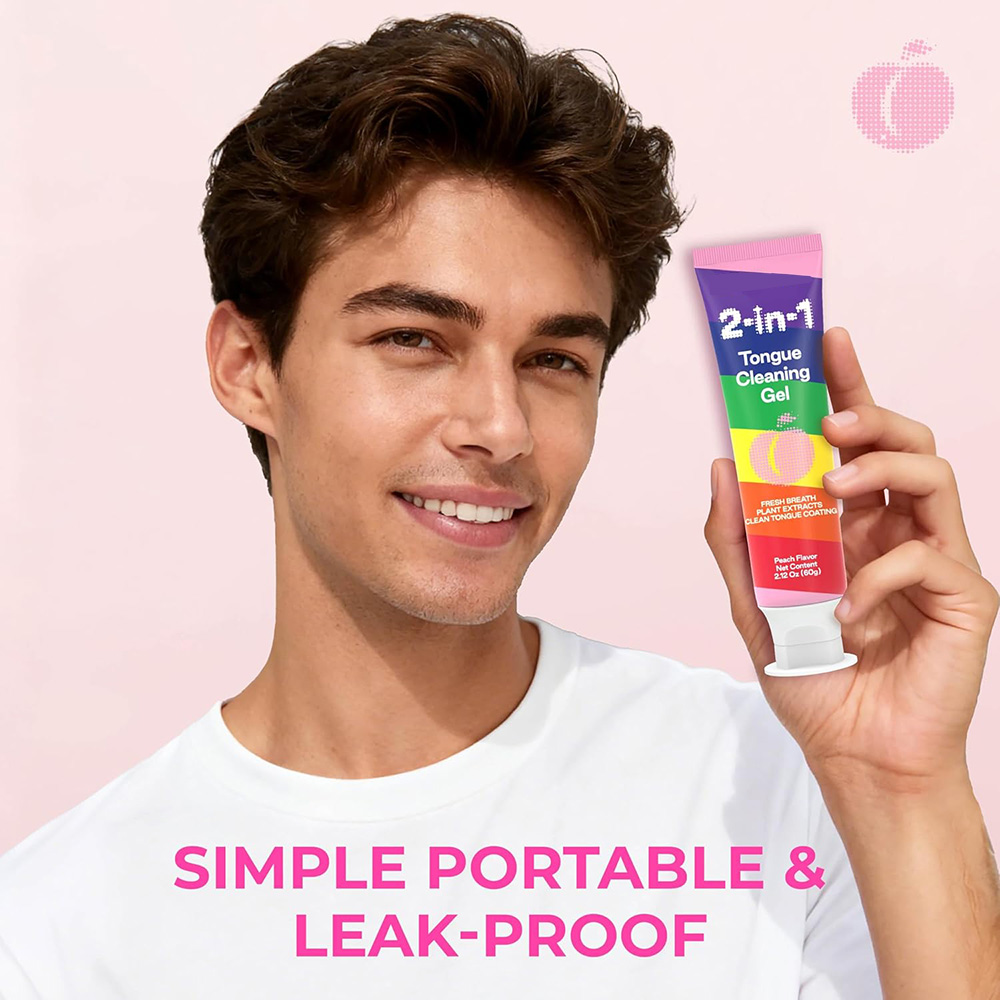 2-in-1 Tongue Cleaner Kit with Plant Extracts for Instant Fresh Breath