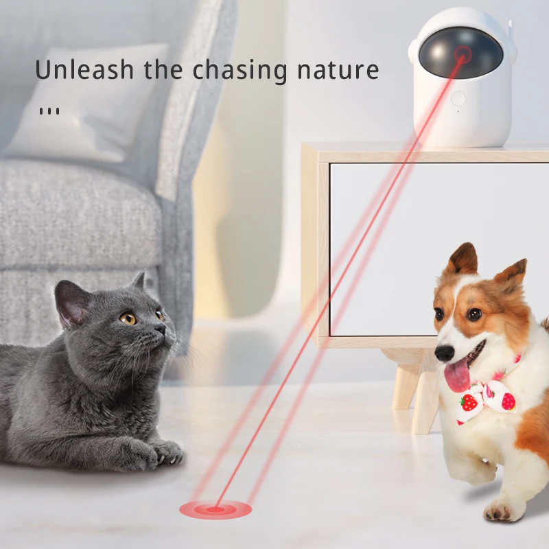 Automatic Laser Cat Toy Rechargeable Auto-rotation Laser Light Interactive Cat Toys Pet Tease Device Dog Toy Fast and Slow Mode
