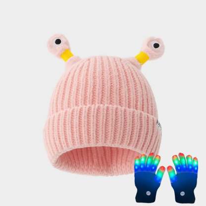 🔥Winter Parent-Child Cute Glowing Little Monster Knit Hat