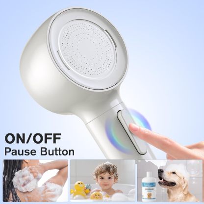 Shower Head with Handheld, High Pressure Shower Heads with 3 Modes, 360° Rotating Handheld Shower Head, Backwash Anti Clogging Showerhead with 2 Panels