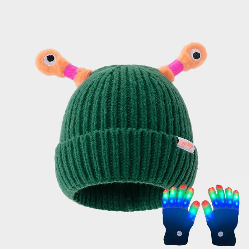 🔥Winter Parent-Child Cute Glowing Little Monster Knit Hat