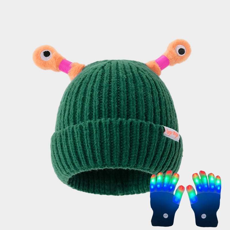🔥Winter Parent-Child Cute Glowing Little Monster Knit Hat