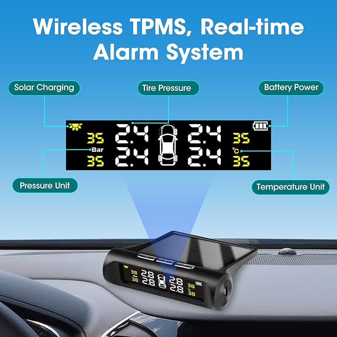 📟 Digital TPMS – Accurate Tire Pressure & Temperature Monitoring