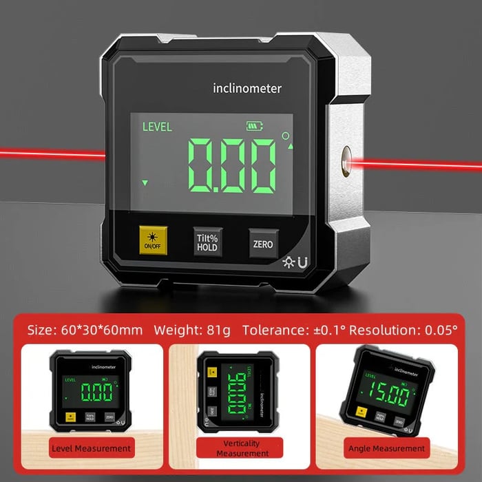 Only $19.98 Last Day Promotion!🎁🔧4-Side Magnetic Digital Angle Gauge with Laser
