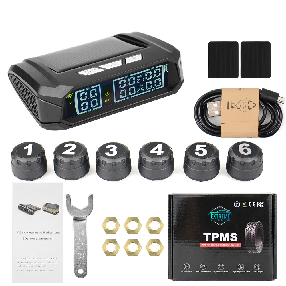 Solar Powered Tyre Pressure Monitoring System - Car + 4WD TPMS