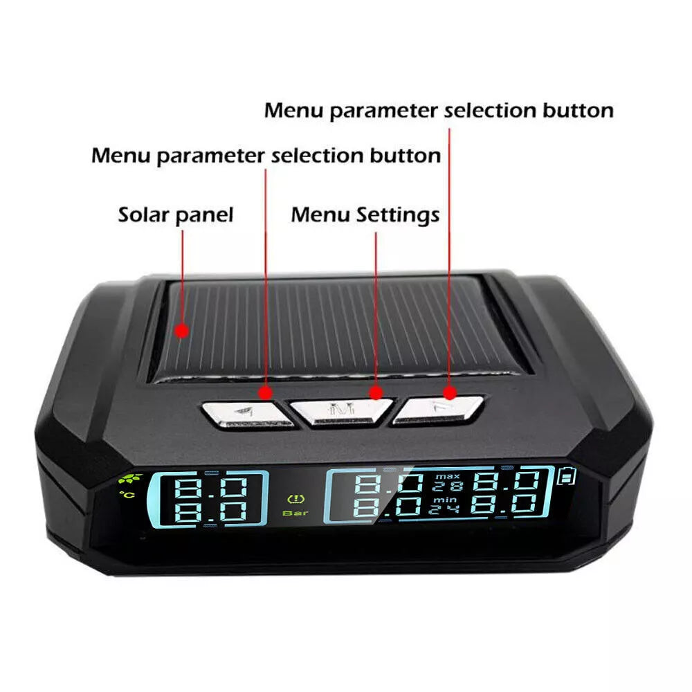 Solar Powered Tyre Pressure Monitoring System - Car + 4WD TPMS