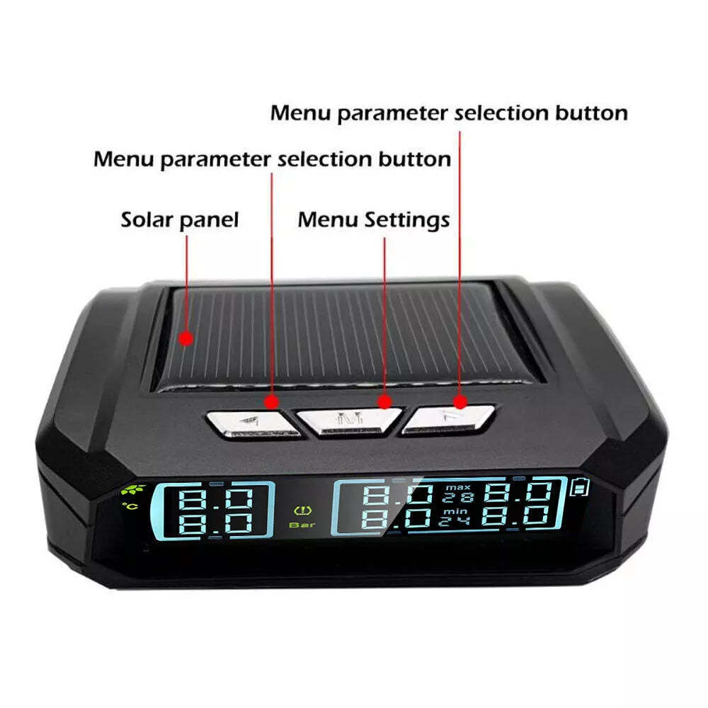 Solar Powered Tyre Pressure Monitoring System - Car + 4WD TPMS
