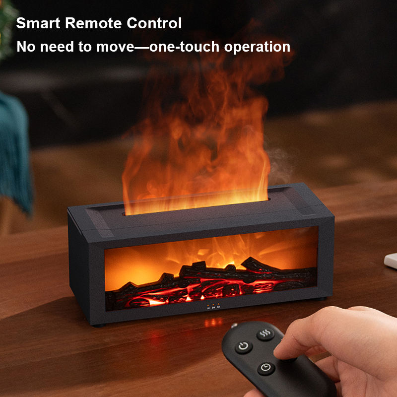 3D fireplace humidifier, flame aroma diffuser, desktop remote control seven-color light, simulated fireplace diffuser