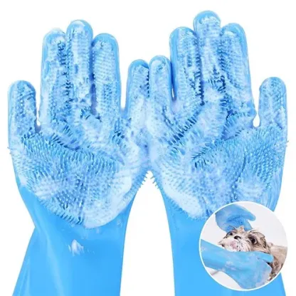 Multifunctional silicone cleaning gloves, suitable for dog and cat bathing, bathroom use, dog hair cleaning gloves