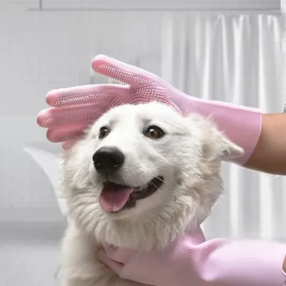 Multifunctional silicone cleaning gloves, suitable for dog and cat bathing, bathroom use, dog hair cleaning gloves