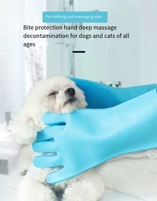 Multifunctional silicone cleaning gloves, suitable for dog and cat bathing, bathroom use, dog hair cleaning gloves