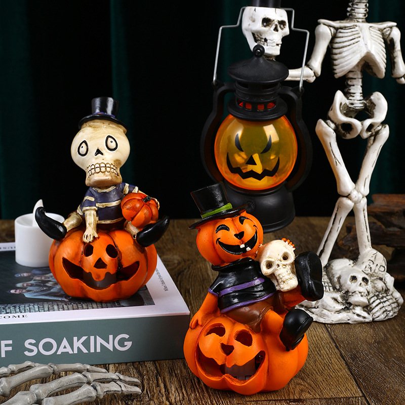 Halloween pumpkin skull lantern