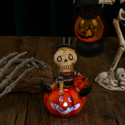 Halloween pumpkin skull lantern