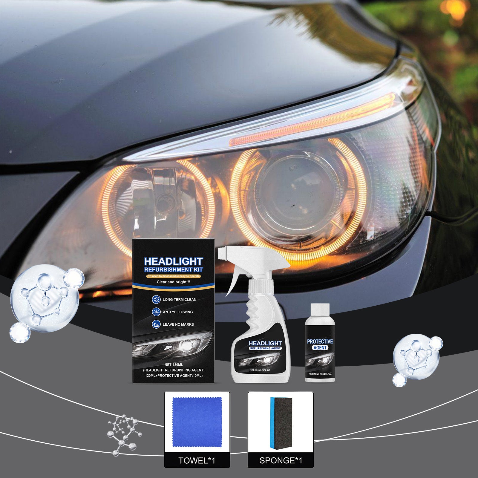 🔥Hot Sale 45% OFF🚘Automotive Headlamp Restoration Fluid Kit