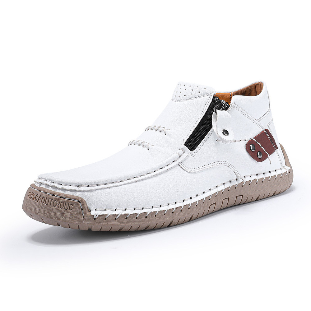 ⏰Limited Time Sale 50% OFF-Men’s Handmade Premium Leather Slip-On Driving Boots – Wide Toe, Arch Support