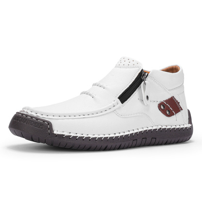 ⏰Limited Time Sale 50% OFF-Men’s Handmade Premium Leather Slip-On Driving Boots – Wide Toe, Arch Support