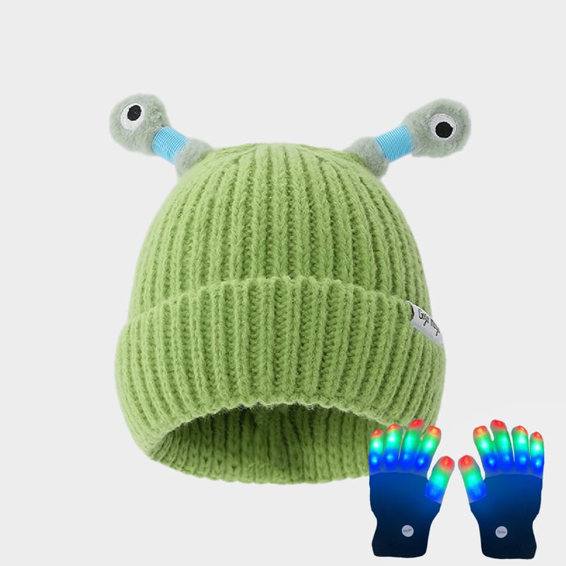🔥Winter Parent-Child Cute Glowing Little Monster Knit Hat