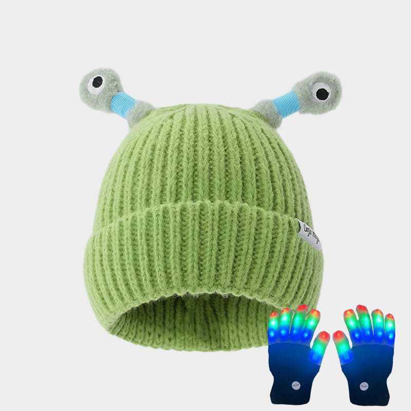 🔥Winter Parent-Child Cute Glowing Little Monster Knit Hat